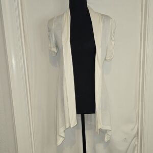 Ambiance White Open-Front Short Sleeve Cardigan